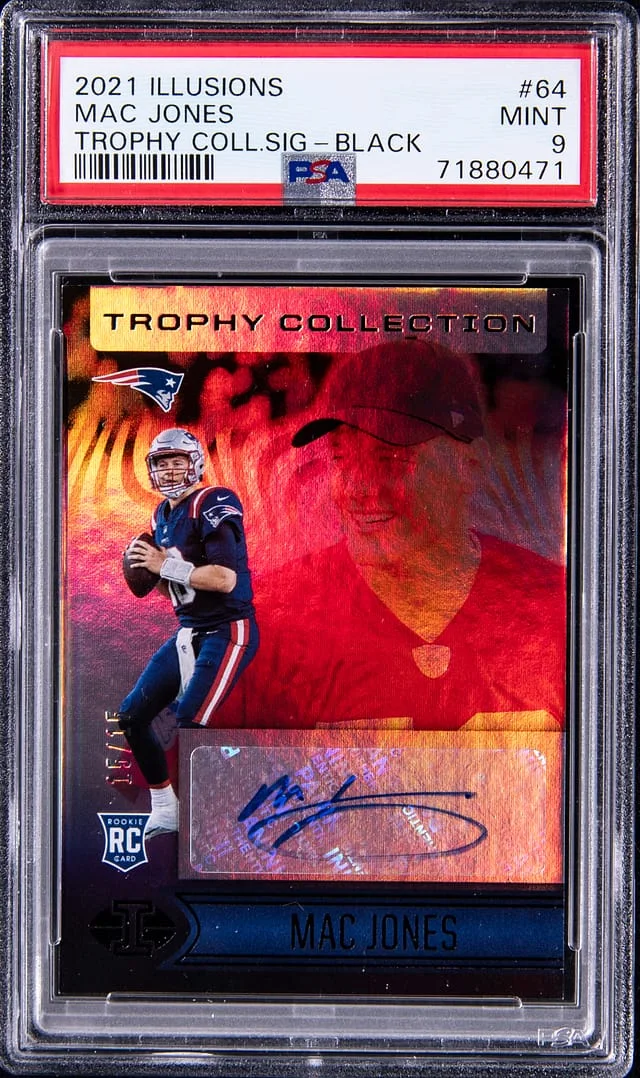 2021 Panini Illusions Mac Jones Trophy Collection Black Ice #64 card image