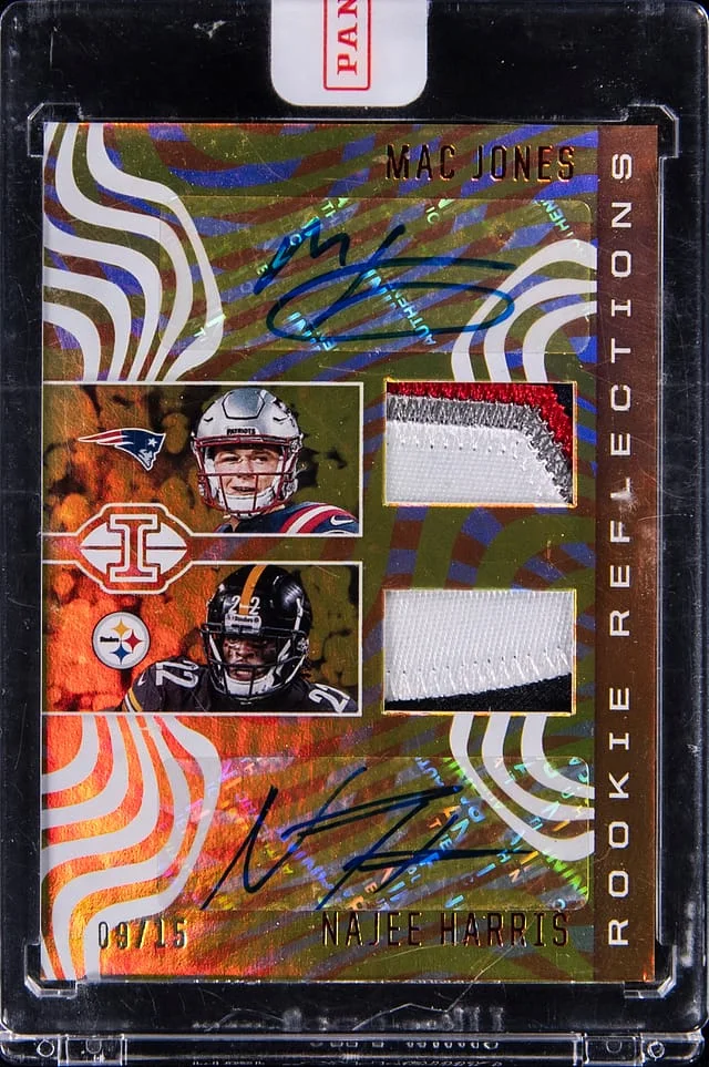 2021 Panini Illusions Mac Jones/Najee Harris Reflections Dual Patch Autographs Red #RR-19 card image