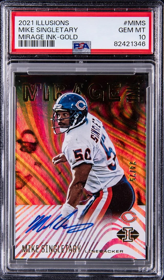 2021 Panini Illusions Mike Singletary Mirage Ink Gold #MIMS card image