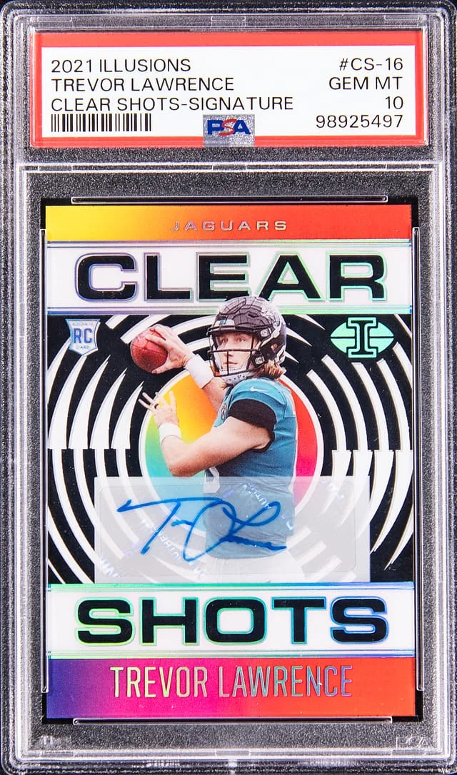 2021 Panini Illusions Trevor Lawrence Clear Shots Light Blue #CS-16 card image