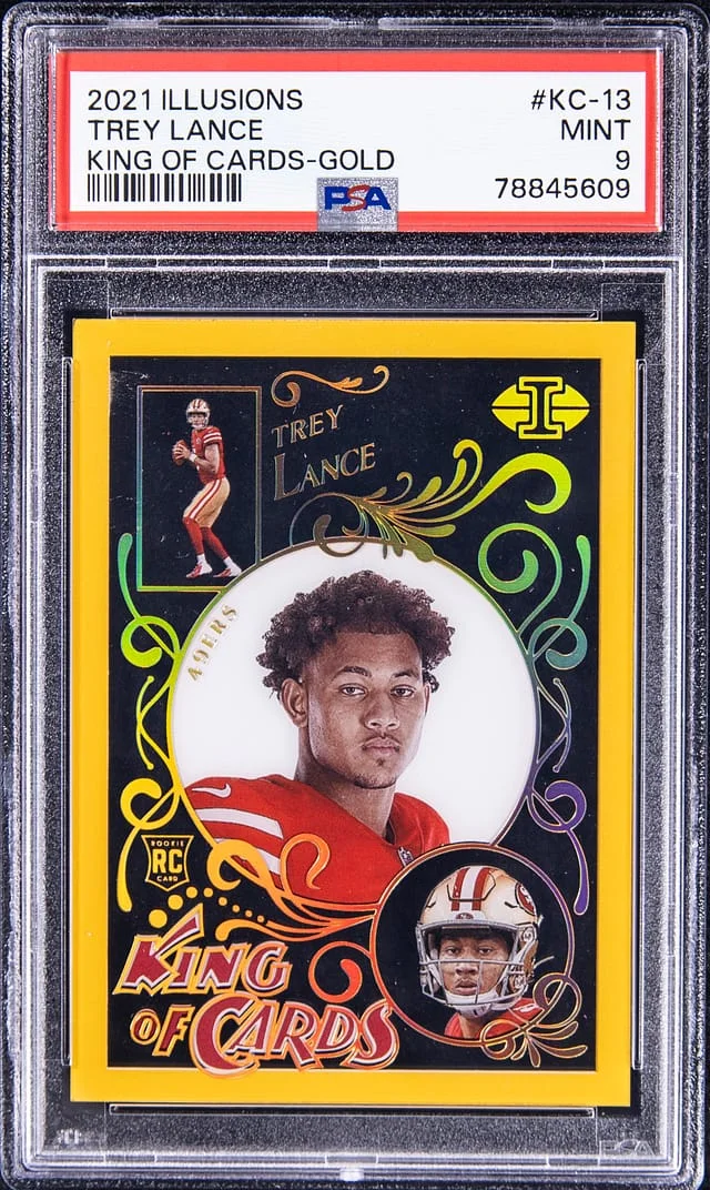 2021 Panini Illusions Trey Lance King Of Cards Gold #KC-13 card image