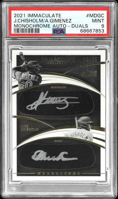 2021 Panini Immaculate Collection Andres Gimenez/Jazz Chisholm Monochrome Autograph Duals #MD-GC card image