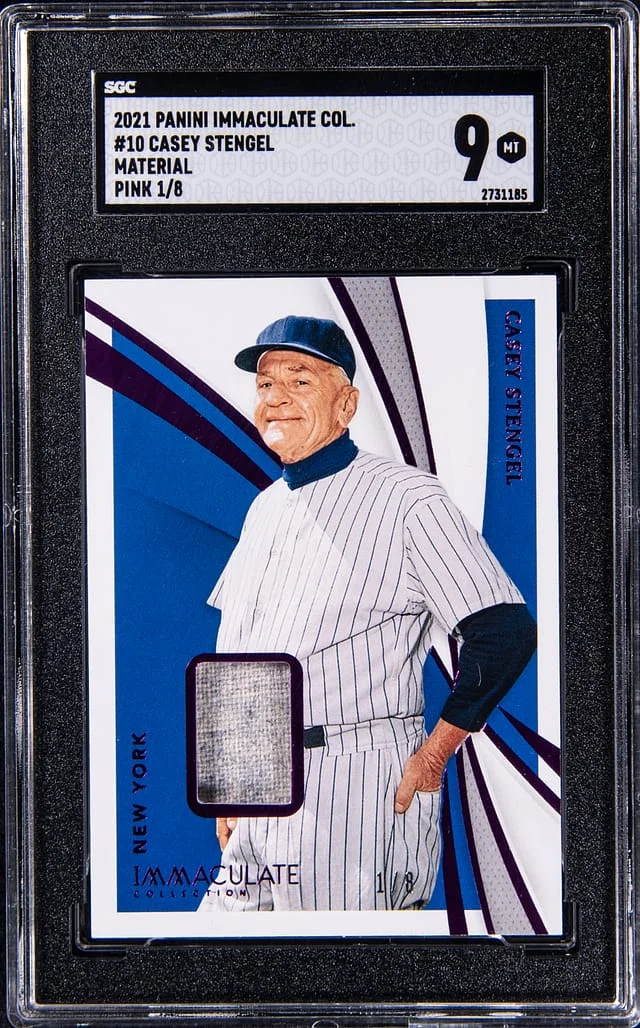 2021 Panini Immaculate Collection Casey Stengel Material Pink #10 card image