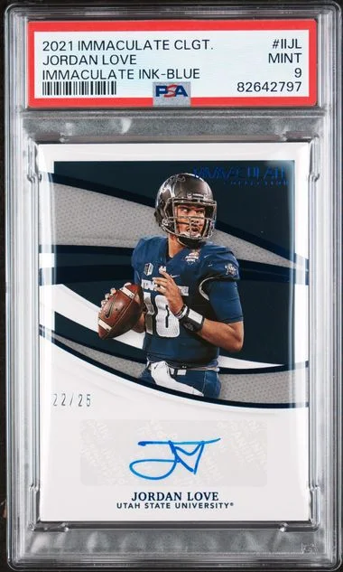 2021 Panini Immaculate Collection Collegiate Immaculate Ink Blue Iijl Jordan Love #no-number card image