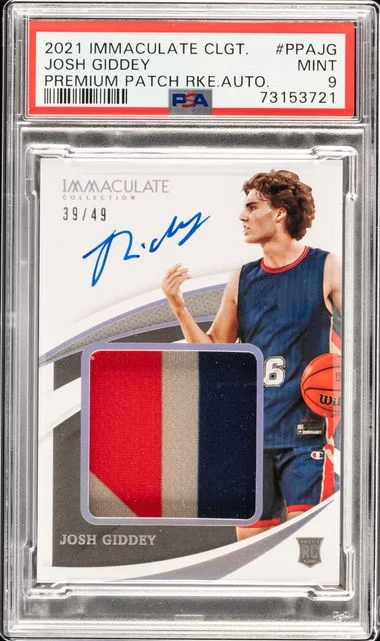 2021 Panini Immaculate Collection Collegiate Premium Patch Autographs Ppajg Josh Giddey #no-number card image