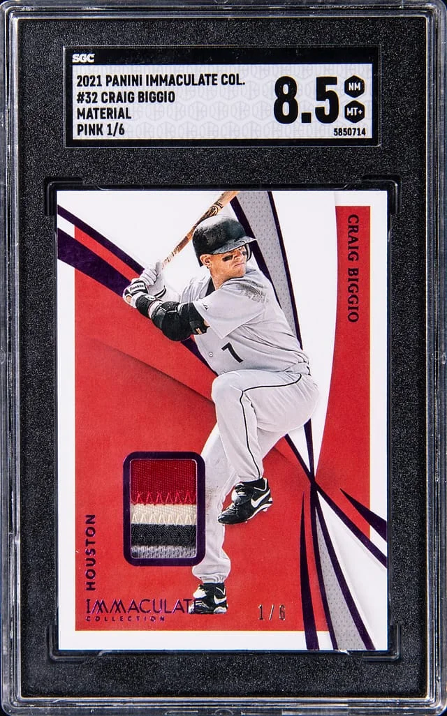 2021 Panini Immaculate Collection Craig Biggio Material Pink #32 card image