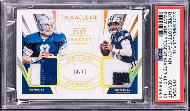 2021 Panini Immaculate Collection Dak Prescott/Troy Aikman Past And Present Materials #PPM-DC card image