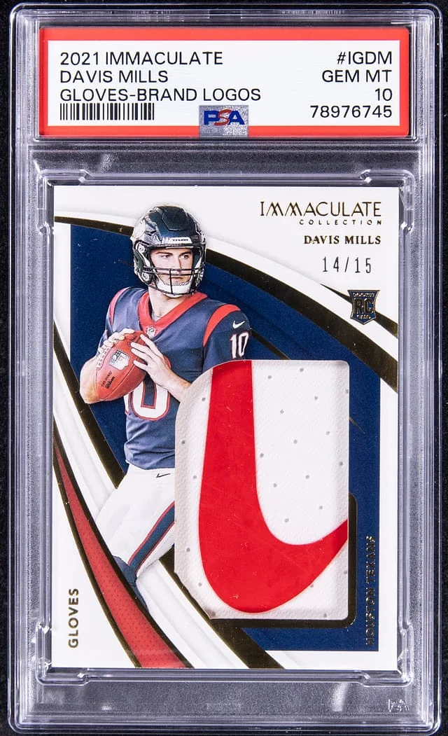 2021 Panini Immaculate Collection Davis Mills Gloves Brand Logo #IG-DM card image