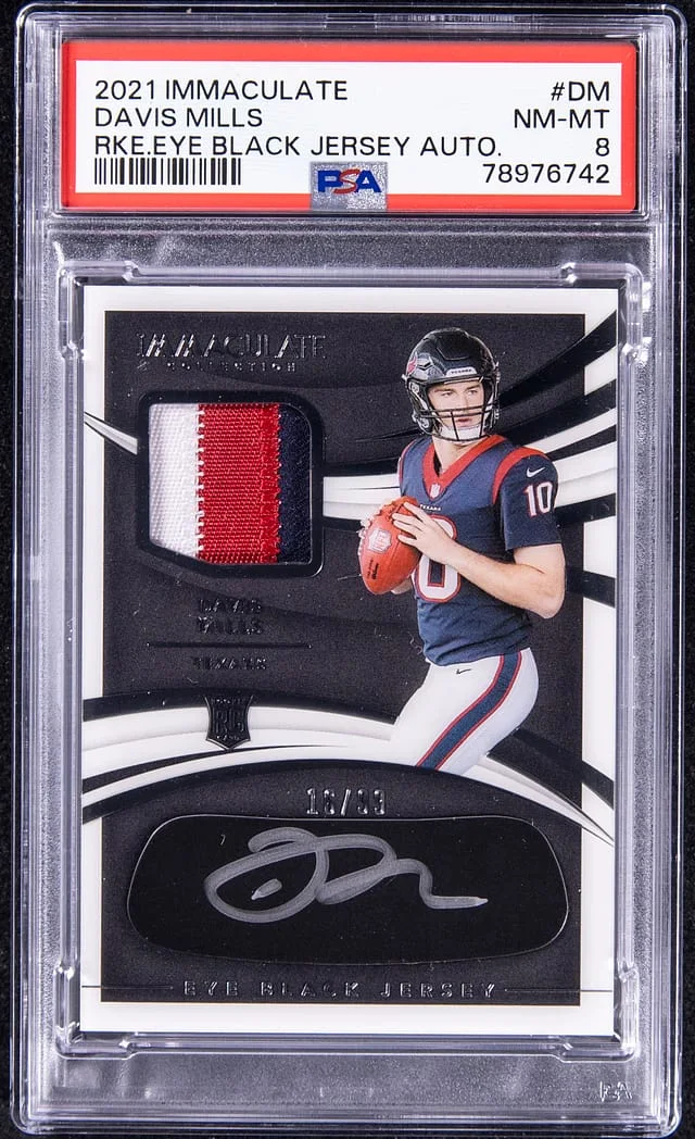 2021 Panini Immaculate Collection Davis Mills Eye Black Jersey Autograph #REB-DM card image