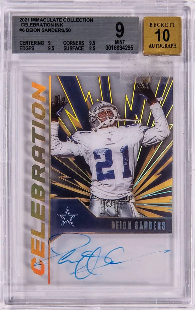 2021 Panini Immaculate Collection Deion Sanders Celebration Ink #CI-DS card image