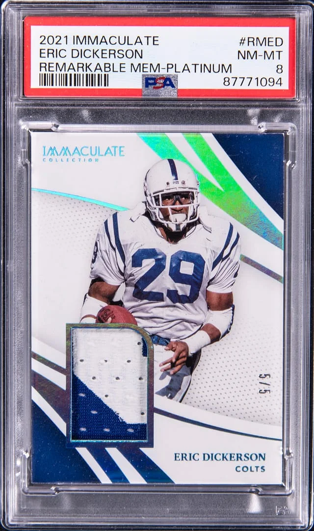 2021 Panini Immaculate Collection Eric Dickerson Remarkable Memorabilia Platinum #RMED card image
