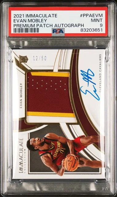 2021 Panini Immaculate Collection Evan Mobley Premium Patch Autographs #PPA-EVM card image