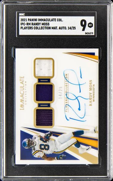 2021 Panini Immaculate Collection Ipc-Rm Randy Moss Players Collection Mat. Auto. #14/25 card image