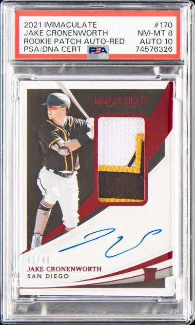 2021 Panini Immaculate Collection Jake Cronenworth Patch Autograph-Red #170 card image