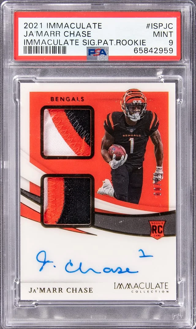 2021 Panini Immaculate Collection Ja'Marr Chase Immaculate Signature Patch #ISP-JC card image