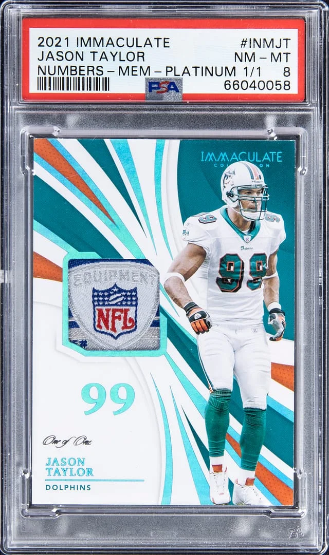 2021 Panini Immaculate Collection Jason Taylor Numbers Memorabilia Platinum #INM-JT card image