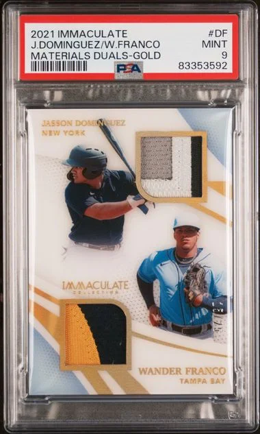2021 Panini Immaculate Collection Jasson Dominguez /Wander Franco Materials Duals Gold #DF card image