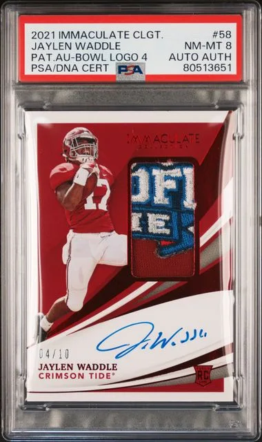 2021 Panini Immaculate Collection Jaylen Waddle Collegiate Patch Autograph-Bowl Logo 4 #58 card image