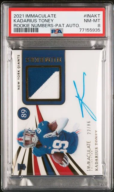 2021 Panini Immaculate Collection Kadarius Toney Numbers Patch Autograph #INAKT card image
