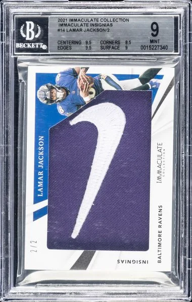 2021 Panini Immaculate Collection Lamar Jackson Immaculate Insignias #14 card image