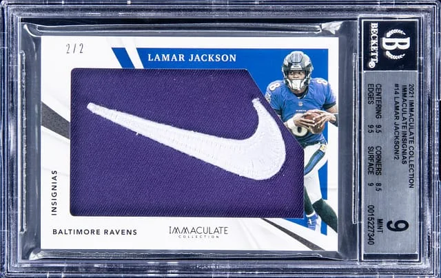 2021 Panini Immaculate Collection Lamar Jackson Insignias #IL-LJ card image
