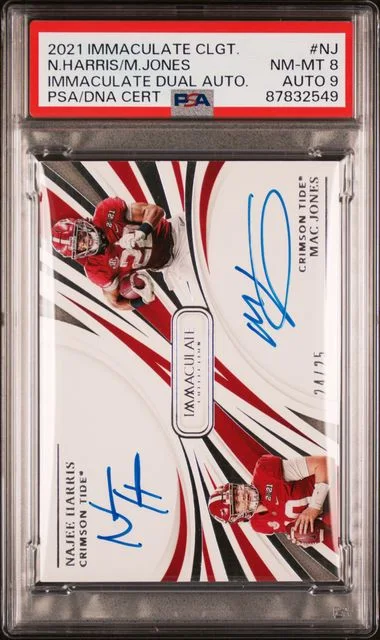 2021 Panini Immaculate Collection Mac Jones /Najee Harris Collegiate Immaculate Dual Autographs #NJ card image