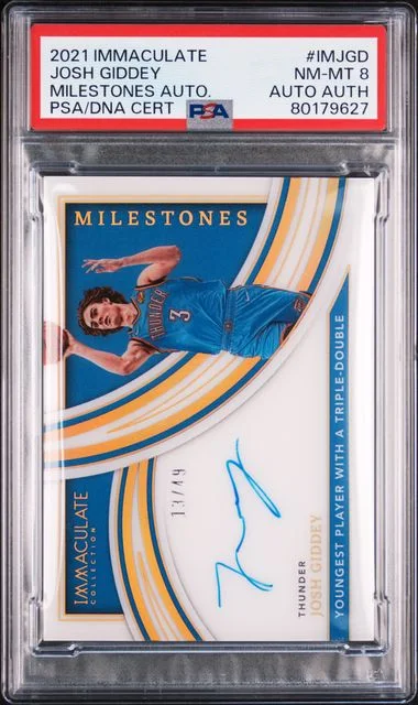 2021 Panini Immaculate Collection Milestones Imjgd Josh Giddey #no-number card image