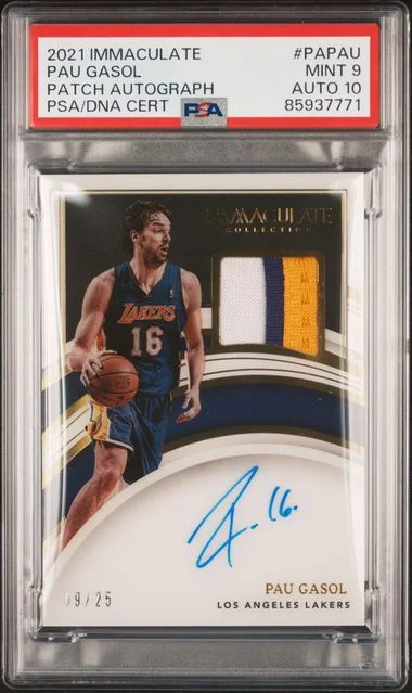 2021 Panini Immaculate Collection Pau Gasol Patch Autographs #PA-PAU card image