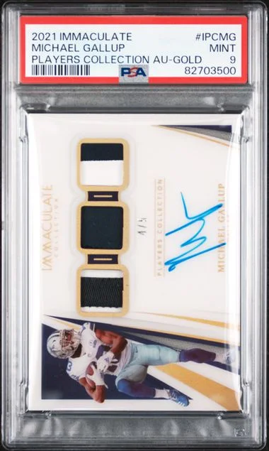2021 Panini Immaculate Collection Players Collection Autographs Gold Ipcmg Michael Gallup #no-number card image