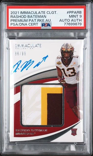 2021 Panini Immaculate Collection Rashod Bateman Collegiate Premium Patches Autographs #PPARB card image