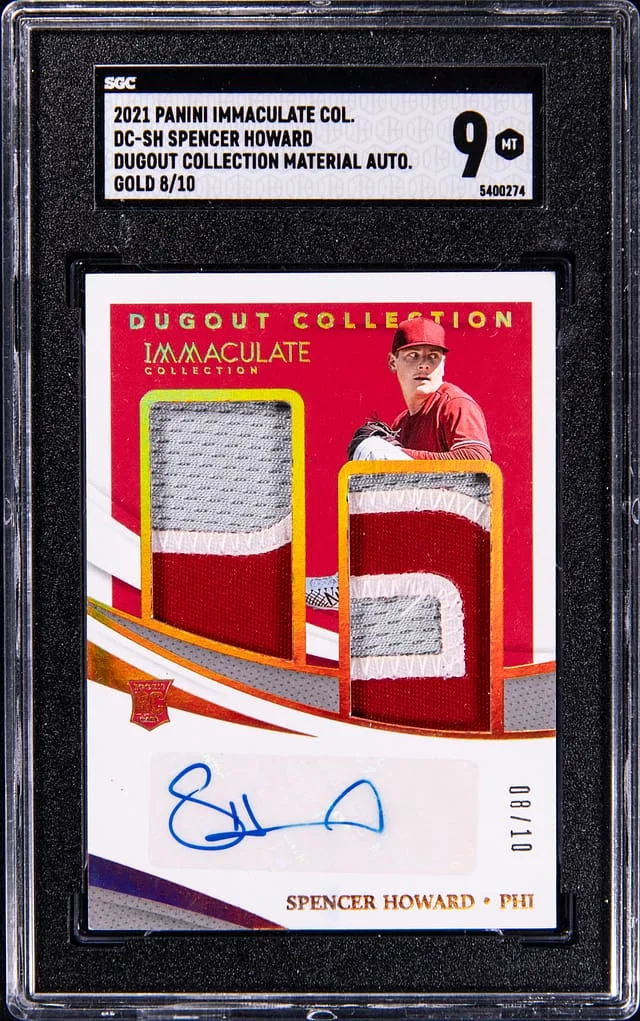 2021 Panini Immaculate Collection Spencer Howard Dugout Collection Material Autograph Gold #DC-SH card image