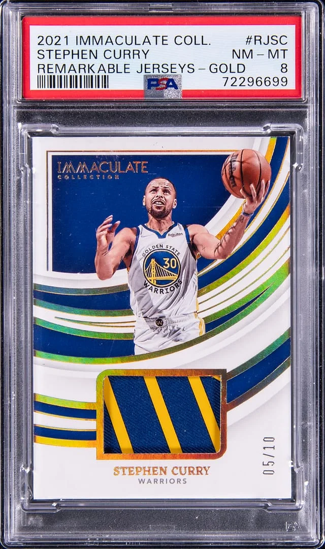 2021 Panini Immaculate Collection Stephen Curry Remarkable Jerseys Gold #RJSC card image