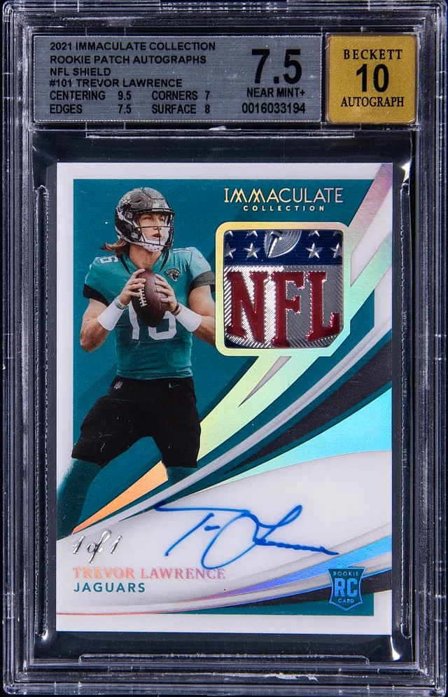 2021 Panini Immaculate Collection Trevor Lawrence Patch Autograph (RPA) NFL Shield #101 card image