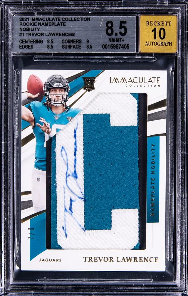 2021 Panini Immaculate Collection Trevor Lawrence Nameplate Nobility #RNN-TL card image
