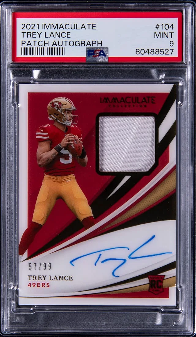 2021 Panini Immaculate Collection Trey Lance Patch Autograph (RPA) #104 card image