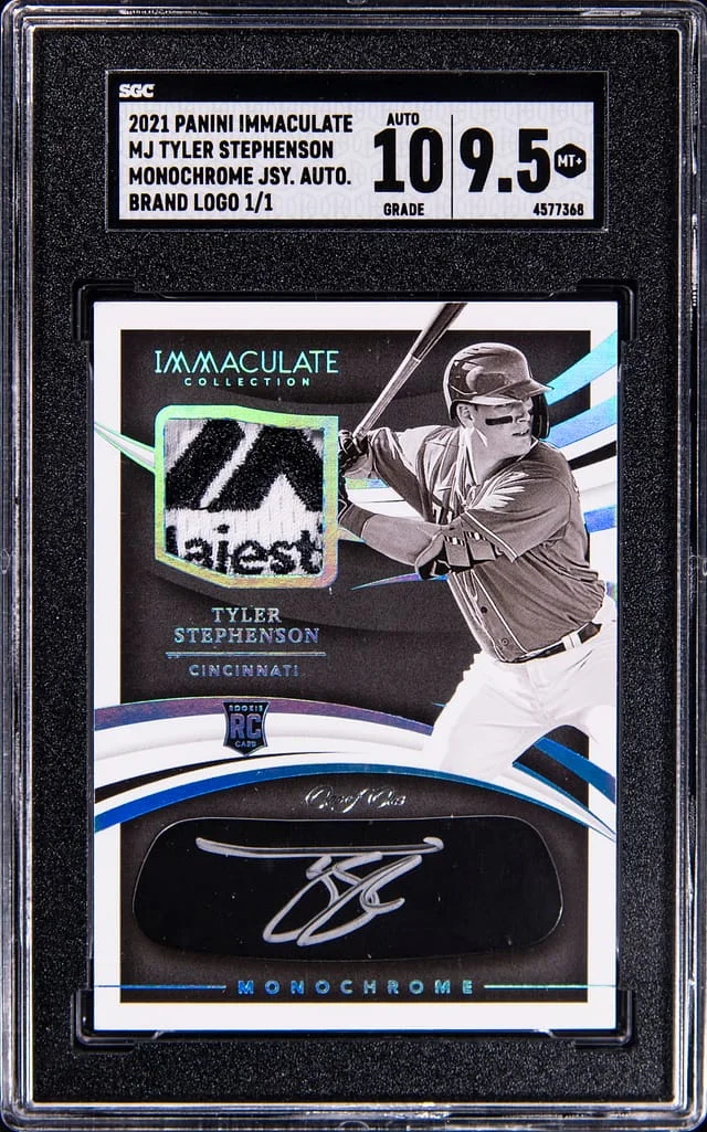 2021 Panini Immaculate Collection Tyler Stephenson Monochrome Jersey Auto Brand Logo #MJ-TS card image