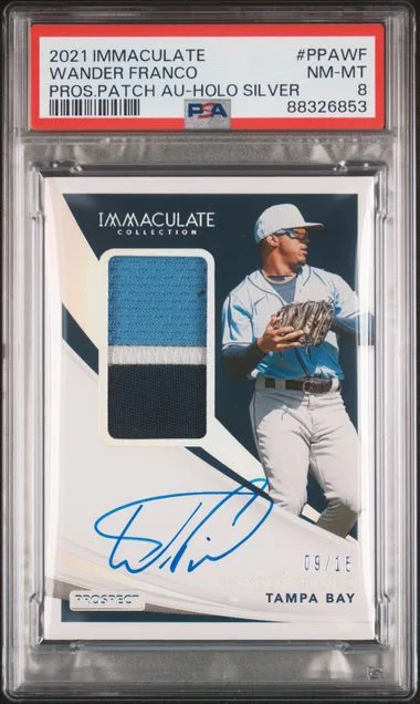 2021 Panini Immaculate Collection Wander Franco Prospect Patch Autographs Holo Silver #PPA-WF card image