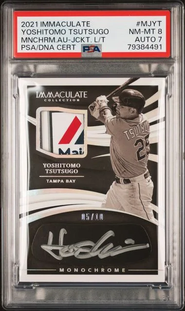 2021 Panini Immaculate Collection Yoshitomo Tsutsugo Monochrome Autograph Jacket Laundry Tags #MJYT card image