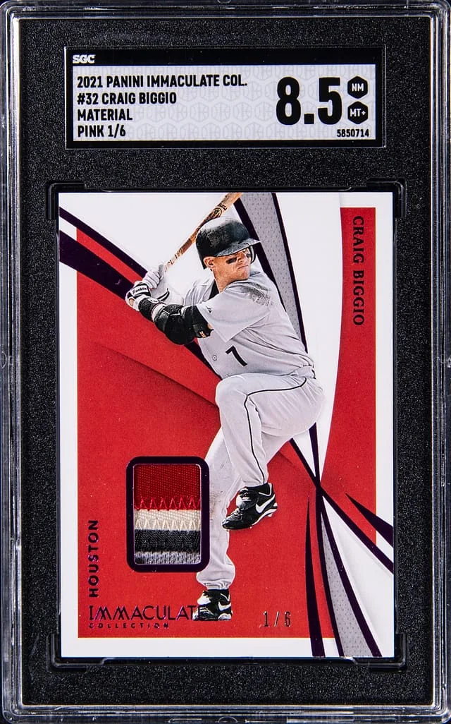 2021 Panini Immaculate Craig Biggio Material Pink #32 card image