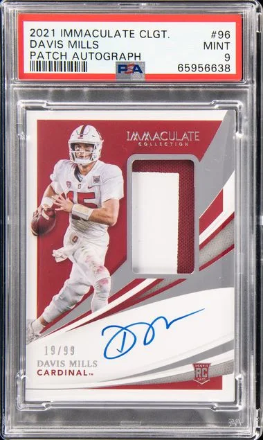 2021 Panini Immaculate Davis Mills Collegiate Patch Autograph #96 card image