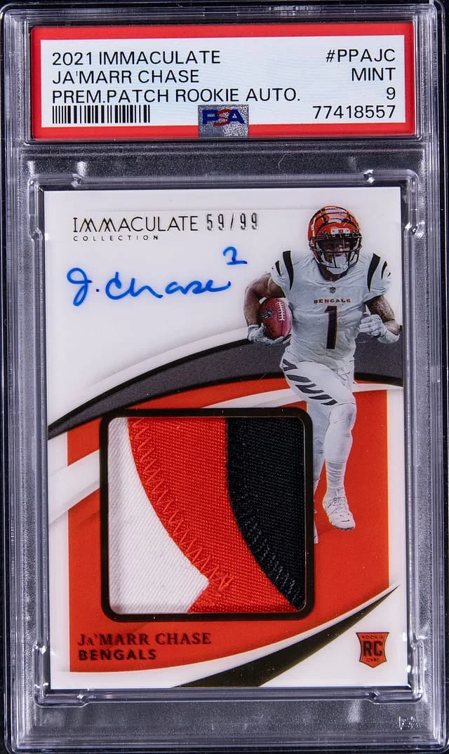 2021 Panini Immaculate Ja'Marr Chase Premium Patch Autograph #PPA-JC card image