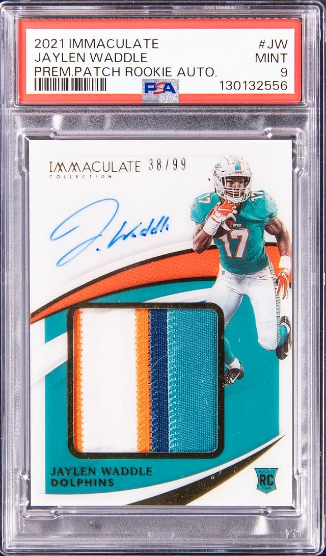 2021 Panini Immaculate Jaylen Waddle Premium Patch Autograph #PPA-JW card image