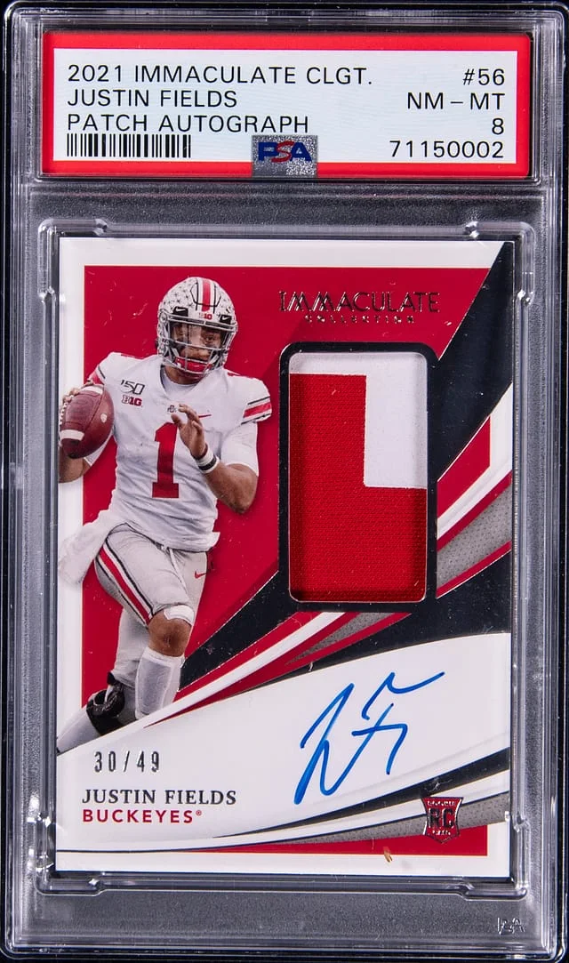 2021 Panini Immaculate Justin Fields Collegiate Patch Autograph (RPA) #56 card image