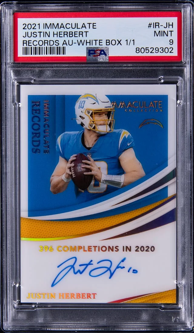 2021 Panini Immaculate Justin Herbert Records Autograph White Box #IR-JH card image