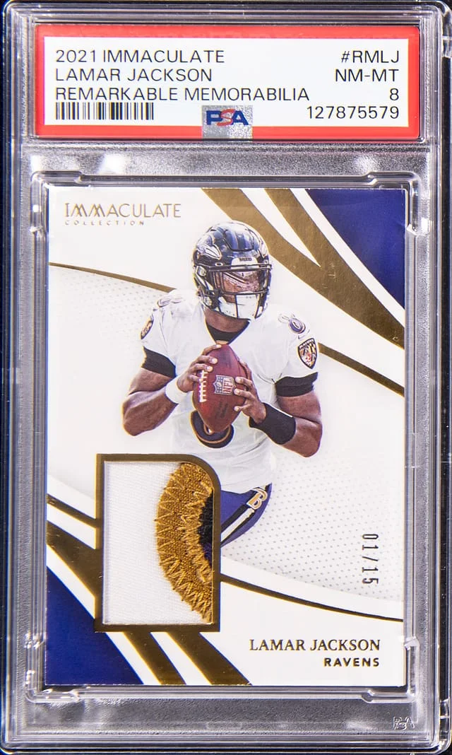 2021 Panini Immaculate Lamar Jackson Remarkable Memorabilia #RM-LJ card image