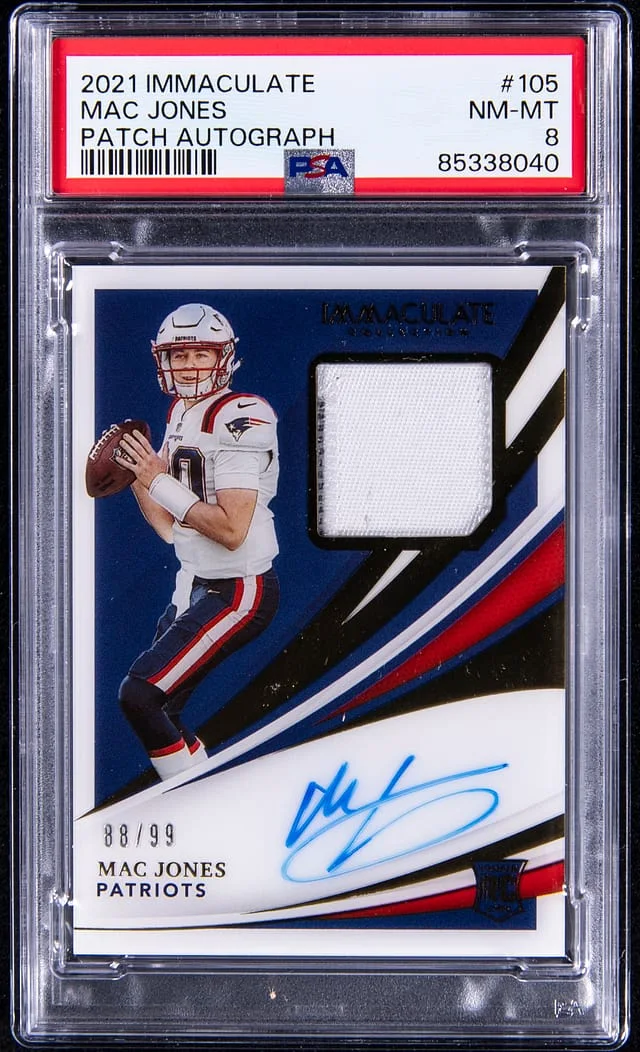2021 Panini Immaculate Mac Jones Patch Autograph #105 card image