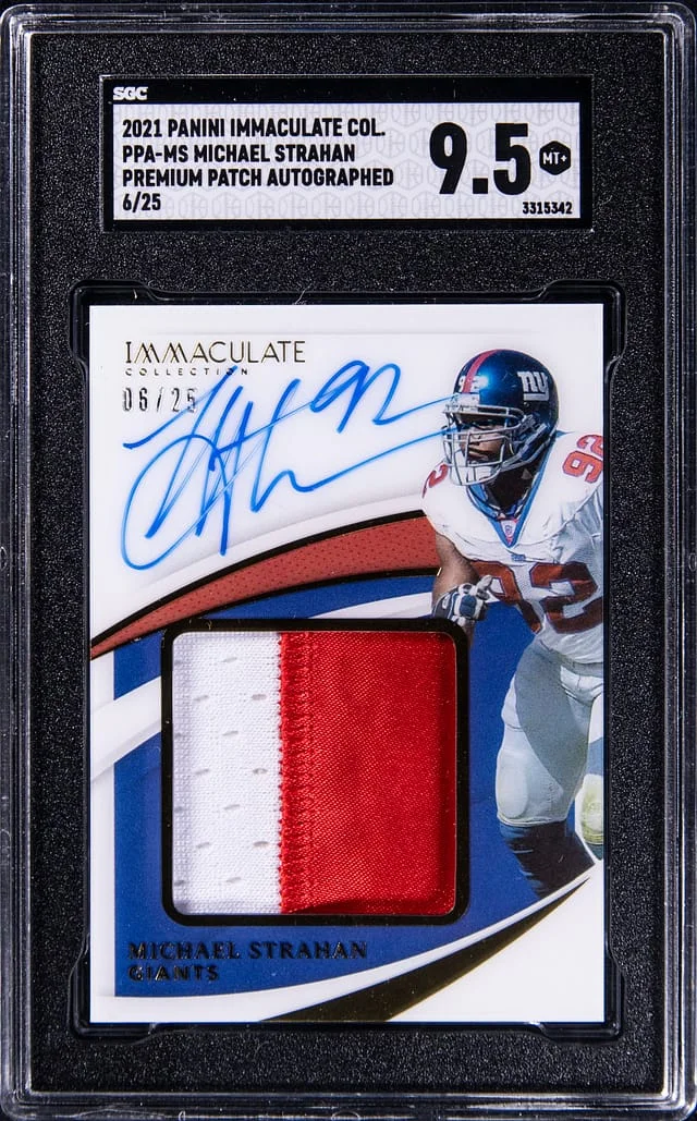 2021 Panini Immaculate Michael Strahan Premium Patch Autograph #PPA-MS card image