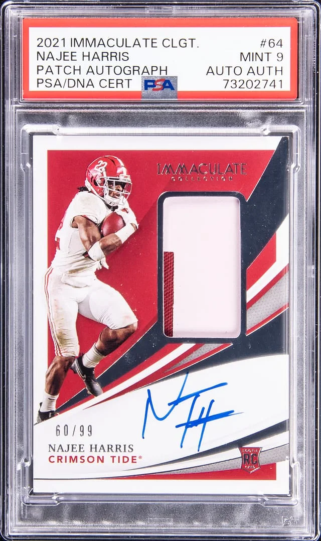 2021 Panini Immaculate Najee Harris Collegiate Patch Autograph #64 card image