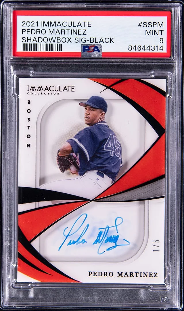 2021 Panini Immaculate Pedro Martinez Shadowbox Signatures Black #SSPM card image