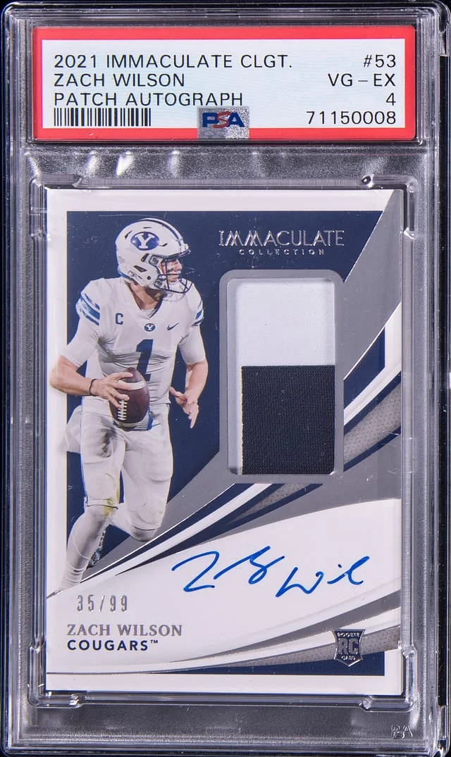 2021 Panini Immaculate Zach Wilson Collegiate Patch Autograph (RPA) #53 card image